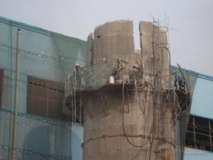 煙囪拆除活動腳手架的搭設(shè)：