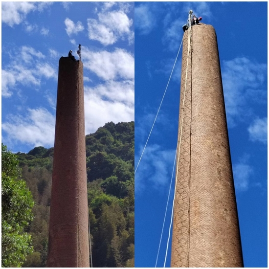 煙囪人工拆除-專業(yè)施工師傅們藝高人膽大